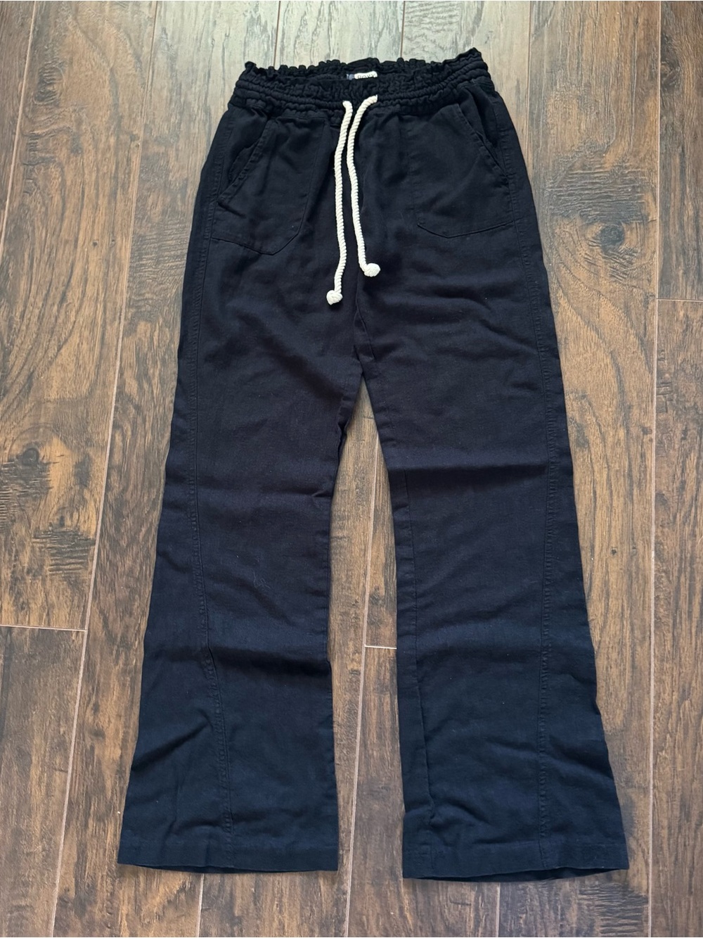 Roxy Small Black Oceanside Linen Blend Pant